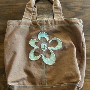 Y2K Limited Too Brown Tote Bag with Striped Interior